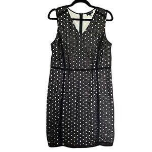 Limited Black Nude Eyelet Sleeveless Sheath Dress 12 Corporate Office Siren Work